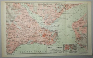 Mapa de CONSTANTINOPLA / ESTAMBUL Gráfico Original 1889 - Imagen 1 de 1