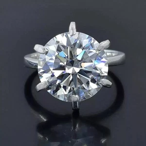 Anillo solitario de diamantes blancos de corte redondo certificado de 8,50 quilates en oro blanco de 9 k - Imagen 1 de 4