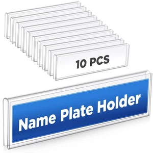 Confezione 10 Portatarga Nome Cubicolo Plastica 8,5" Larghezza x 2" Alto Vetro Nome Parete... - Foto 1 di 6
