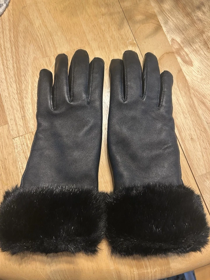 Guantes Charter Club de cuero para mujer con puños de piel sintética talla M Foto 1 de 4