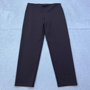 Eileen Fisher Pants Womens Large Brown Slim Pull On Stretch Washable Crepe Ankle - Picture 1 of 13