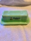 JADEITE GLASS SUNBEAM COVERED BUTTER DISH, Depression Style, Vintage, Farmhouse