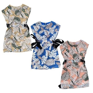 Kids Girls Floral Flower Skater Dress Ribbon Summer Outfit Short Sleeve Dresses - Picture 1 of 4
