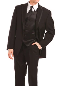 Men's Calvin Klein Black Tuxedo Jacket with Flat Front Pants Size 38R 32W - Picture 1 of 5