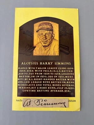 Postal amarilla del Salón de la Fama de la Fama de la Base MLB de colección de Al Simmons MLB Foto 1 de 2