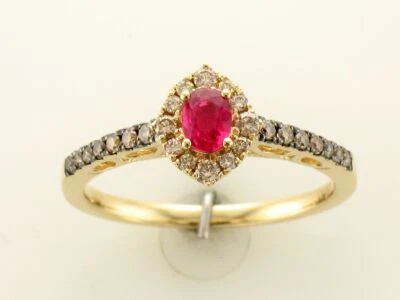 Подарочное кольцо LeVian из желтого золота 14 карат с рубиновым обнаженным шоколадным бриллиантом 0,54 TCW размер 7 - Изображение 1 из 4