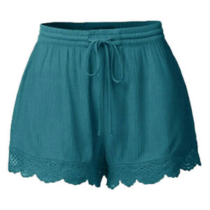 Womens Plain Casual Elastic Waist Drawstring Shorts Ladies Summer Hot Pants