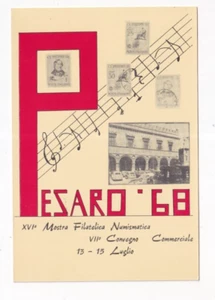 PESARO 1968 - XVI MOSTRA FILATELICA NUMISMATICA CONVEGNO COMMERCIALE CARTOLINA - Foto 1 di 2