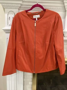 Escada Lederjacke Gr. 46 XL NEU OHNE ETIKETT Schrägstrich Taschen Butter weich Perfektion - Bild 1 von 13