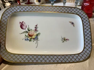 ROSENTHAL China Antique BUTTERFLY Flowers Porcelain Flat Dish TRAY 11” Gold - Picture 1 of 16