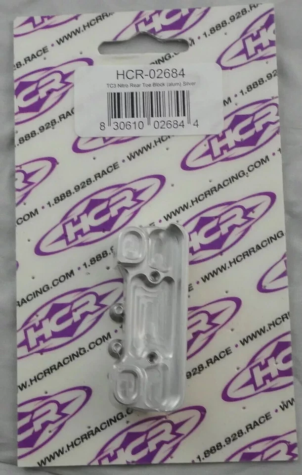 HCR-02684 Hardcore Racing Team Associated Nitro TC3 Silver Alloy Rear Toe Block - Image 1 of 1