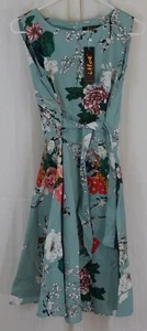 IHOT Vintage Tea 1950's Floral Flare Swing Dress Light Green Size Medium - Picture 1 of 3