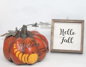 DECORACIÓN DE CALABAZA DE ACCIÓN DE GRACIAS, COSECHA "Bienvenidos amigos" "Hola otoño" - Imagen 1 de 14