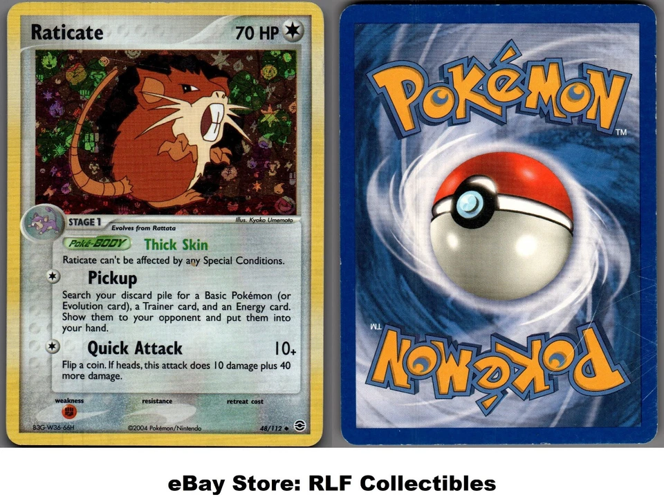 2004 Pokemon, EX Firered & Leafgreen, #48/112 Raticate, Reverse Holo Uncommon - Image 1 of 1