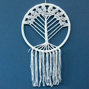 Large White Macrame 'Tree of Life' Dreamcatcher 42cm - Hanging Dream Catcher - Picture 1 of 3