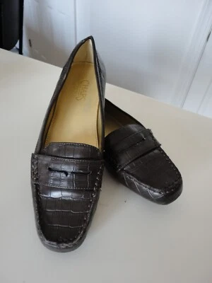 Chaps Mujer Jengibre DK BROWN Mocasines Talla 10B Zapatos sin cordones Coche Imitación Caimán Foto 1 de 4