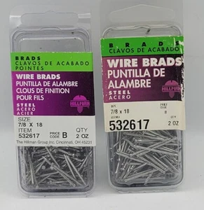2 piezas- Hillman ALAMBRE BRADS 7/8 × 18 ACERO 532617 NUEVO - Imagen 1 de 4