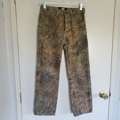 Mossy Oak Camo Denim Pants Youth 12 Green Brown Outdoor - Image 1 of 4