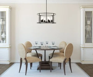 BLACK MID-CENTURY MODERN KITCHEN ISLAND LIVING DINING ROOM BEDROOM CHANDELIER - Picture 1 of 7