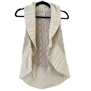 Max Studio Cream Loose Knit Girls Shawl Vest Size Medium 10-12 - Picture 1 of 5