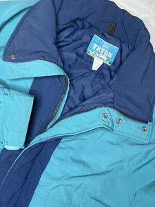 Vintage Woolrich Teton Puffer Jacket XL Full Zip Blue & Green Coat Made in USA - Picture 1 of 11
