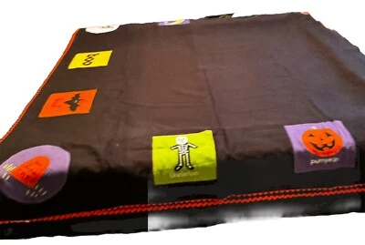 Pottery Barn Kids Halloween Tablecloth Applique Designs Black Table Cloth 70”x90 - Image 1 of 4