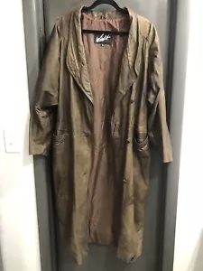 Vintage 1980er Winlit braun Echtleder Trenchcoat Schulterpolster Größe Damen M - Bild 1 von 7