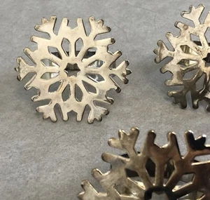 Snowflake Crystal Napkin Rings 2-1/2” Silvertone Set of 7 Holiday Winter Party - Picture 1 of 9