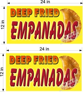 PAIR OF 12" X 24" DEEP FRIED EMPANADA EMPANADAS VINYL BANNERS - Picture 1 of 1
