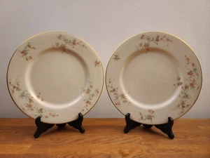 VTG Set of 2 American Manor ROXANNE 10 3/4" Gold Rim Floral Dinner Plates - Picture 1 of 5