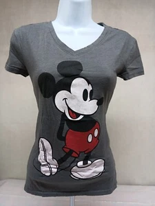 T-shirt Disney donna XS grigia classica Topolino manica corta scollo a V - Foto 1 di 11