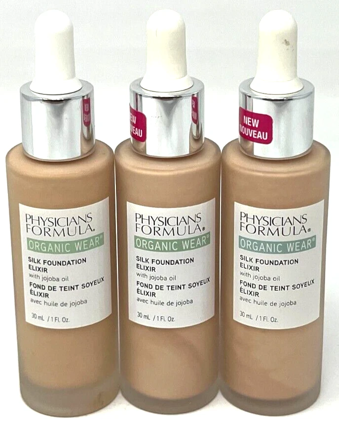 (3) Physicians Formula Organic Wear Silk Foundation Elixir 1 fl oz Ea 03 - Light - Image 1 of 3