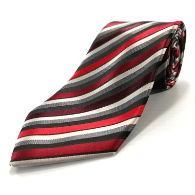 Corbata a Rayas Geoffrey Beene Lujo Corbata Estrecha Roja Blanca Negra Gris 60" x 3.25 Foto 1 de 4