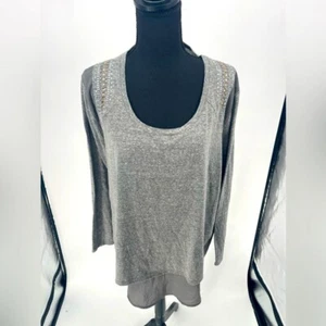 Lidschatten Damen Shirt mit Perlen Design Gr. 1X Farbe Grau - Bild 1 von 8