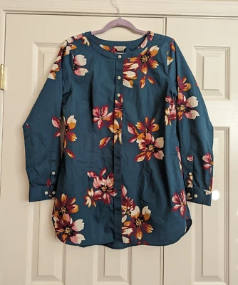 Camisa Top Duluth Trading Para Mujer Mediana Verde Floral Botón Manga Larga Informal Foto 1 de 4