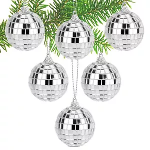 6 Pcs Mini Disco Ball Ornaments For Christmas Tree 1.97" Small Disco Ball Christ - Picture 1 of 9
