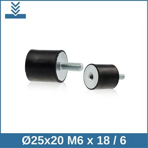 B Ø25x20 M6 x 18 / 6 NK 75° Shore Gummipuffer Schwingungsdämpfer - Bild 1 von 2