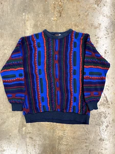 Vintage Atlas Textured Chunky knit sweater Coogi style 90s mens size XL USA made - Picture 1 of 6