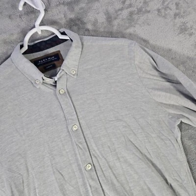 Camisa Zara Hombre Calce Ajustado Abotonada Parche Codo Manga Larga Informal M Foto 1 de 4