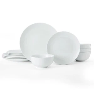 Mikasa Chalk 12-Piece Porcelain Dinner Set, White - Picture 1 of 9