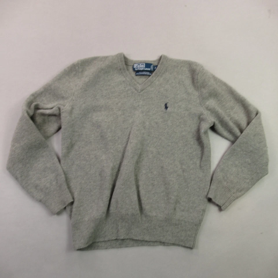 Polo Ralph Lauren Sweater Girls Small Long Sleeve Pullover Wool Gray - Image 1 of 4