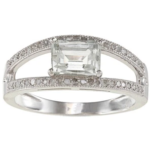 Plata de Ley Dividido Pata Verde Amatista Y Pavé Anillo con Diamante (1/3 - Imagen 1 de 3