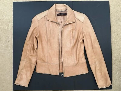 Chaqueta de cuero para mujer Andrew Marc talla XS color tostado/camello Foto 1 de 4