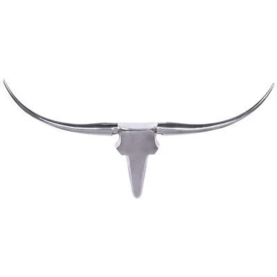 FineBuy Deko Geweih Bull "L" Aluminium Deisgn Hörner 125 cm Wanddekoration Neu - Bild 1 von 4