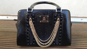 Tasche Handtasche Alfredo Pauly schwarz gold Lack Schlangenmuster - Bild 1 von 9