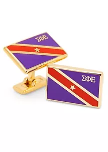 SIGMA PHI EPSILON GOLD PLATED FLAG CUFFLINKS - Picture 1 of 3