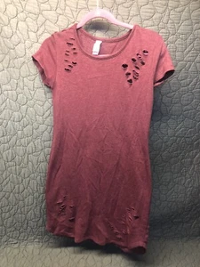 No Boundaries Burgundy Cut-Up T-Shirt Jersey Dress HOT Style Size Medium - Picture 1 of 5