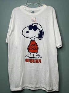 Vintage Joe Cool Snoopy Auburn Large T-shirt Single Stitch NCAA Artex 80s 90s - Picture 1 of 8