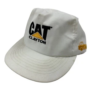 Vintage Logos One CAT Caterpillar Equipment Logo Snap Back Hat Cap White Gold - Picture 1 of 10