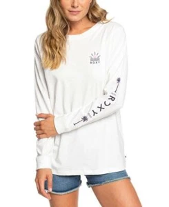 NWT Roxy White Juniors' Written In Sand Cotton Graphic Print T Shirt Small tjl18 - Picture 1 of 1